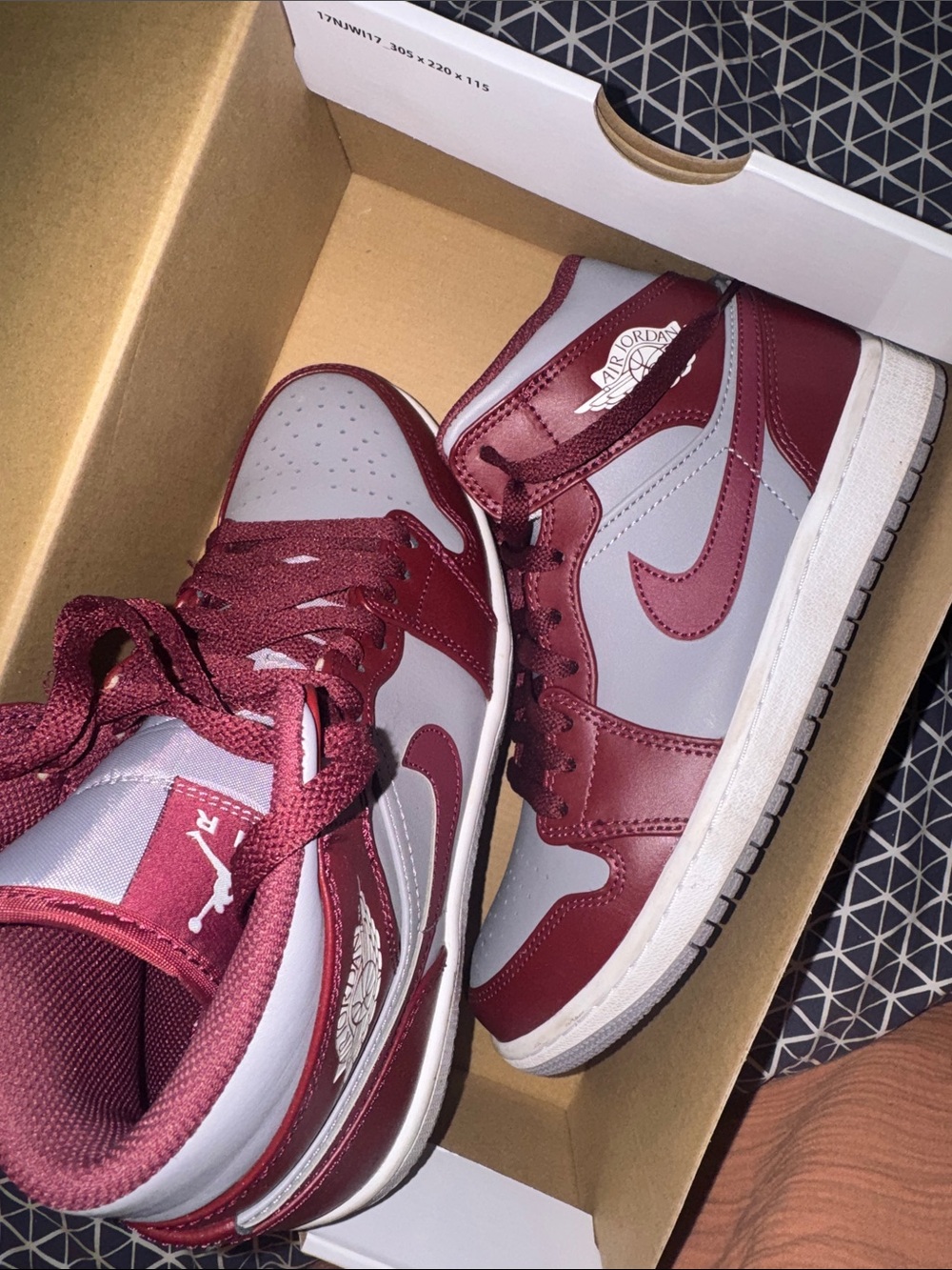 Jordan Kids High-Top Sneakers in Maroon and Gray